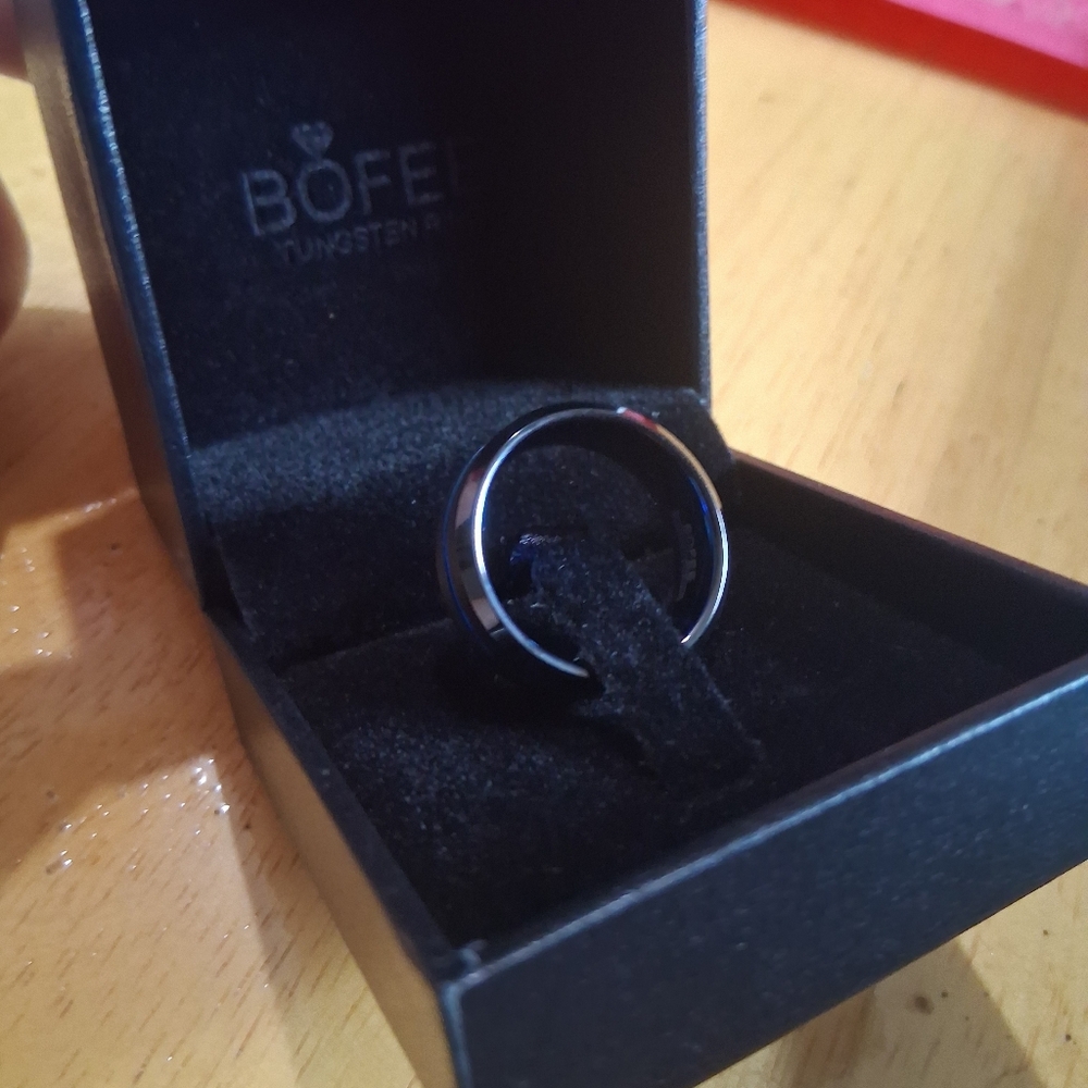 Black And Blue Tungsten Ring Size 11